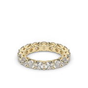 3 Carat Yellow Gold Round Shape Diamond Eternity Ring/Band With Shared Prong Setting.